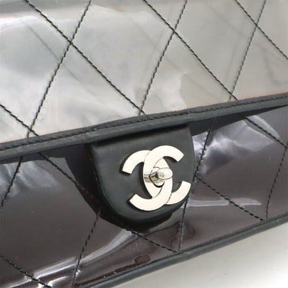 Chanel Quilted CC Logo Chain Shoulder Bag 2-Way Vinyl Gradient Clear Black — view 9