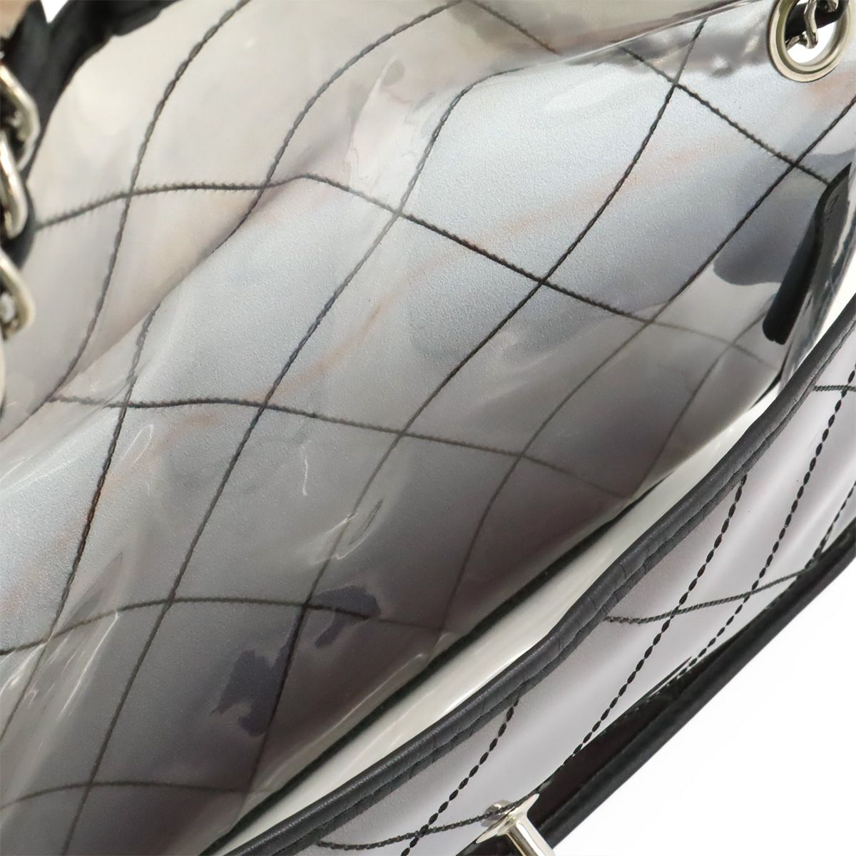 Chanel Quilted CC Logo Chain Shoulder Bag 2-Way Vinyl Gradient Clear Black — view 6