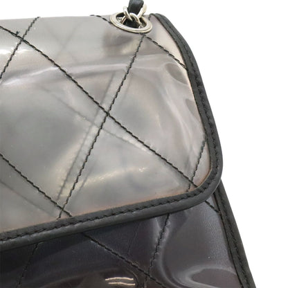Chanel Quilted CC Logo Chain Shoulder Bag 2-Way Vinyl Gradient Clear Black — view 8