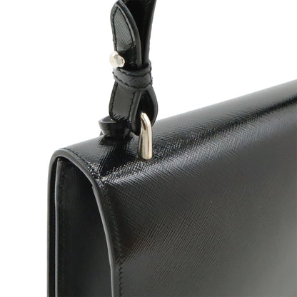 Prada Shoulder Bag Pochette Crossbody 2-Way Clutch Enamel Patent Leather Nero — view 4