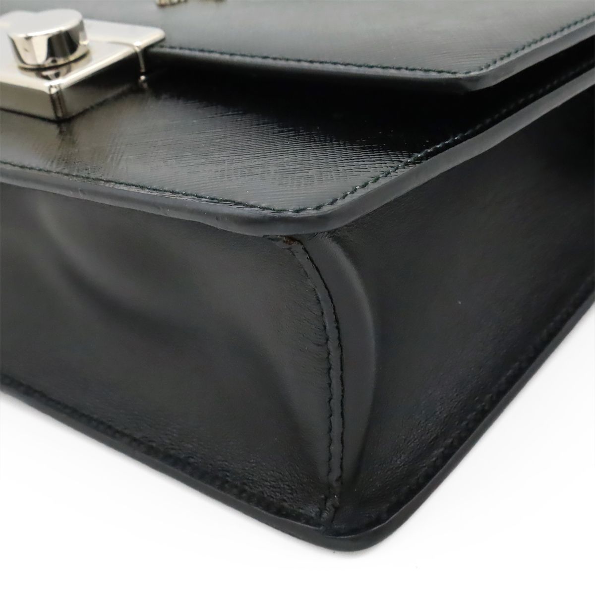 Prada Shoulder Bag Pochette Crossbody 2-Way Clutch Enamel Patent Leather Nero — view 3