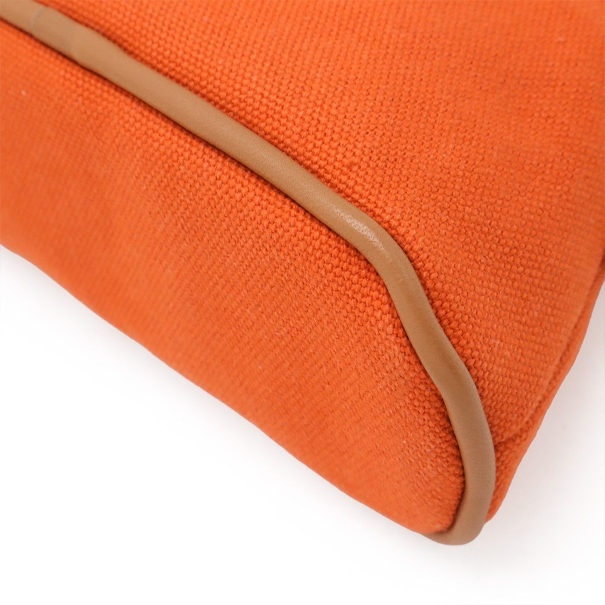 Hermes Bolide Pouch 16 Mini Cosmetic Makeup Case Cotton Canvas Orange Natural — view 3