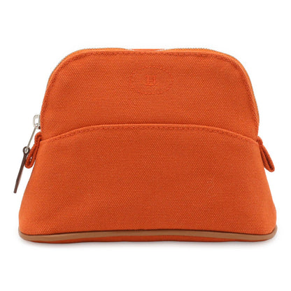 Hermes Bolide Pouch 16 Mini Cosmetic Makeup Case Cotton Canvas Orange Natural