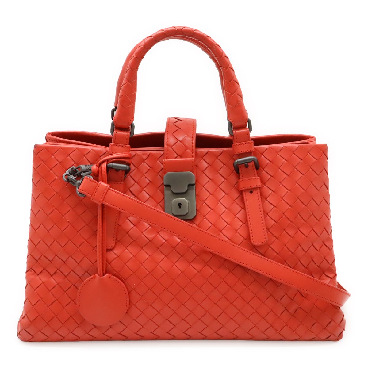 Bottega Veneta Intrecciato Small Rome Bag Handbag 2-Way Shoulder Leather Red