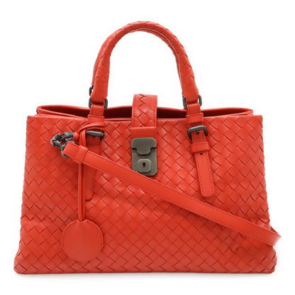 Bottega Veneta Intrecciato Small Rome Bag Handbag 2-Way Shoulder Leather Red