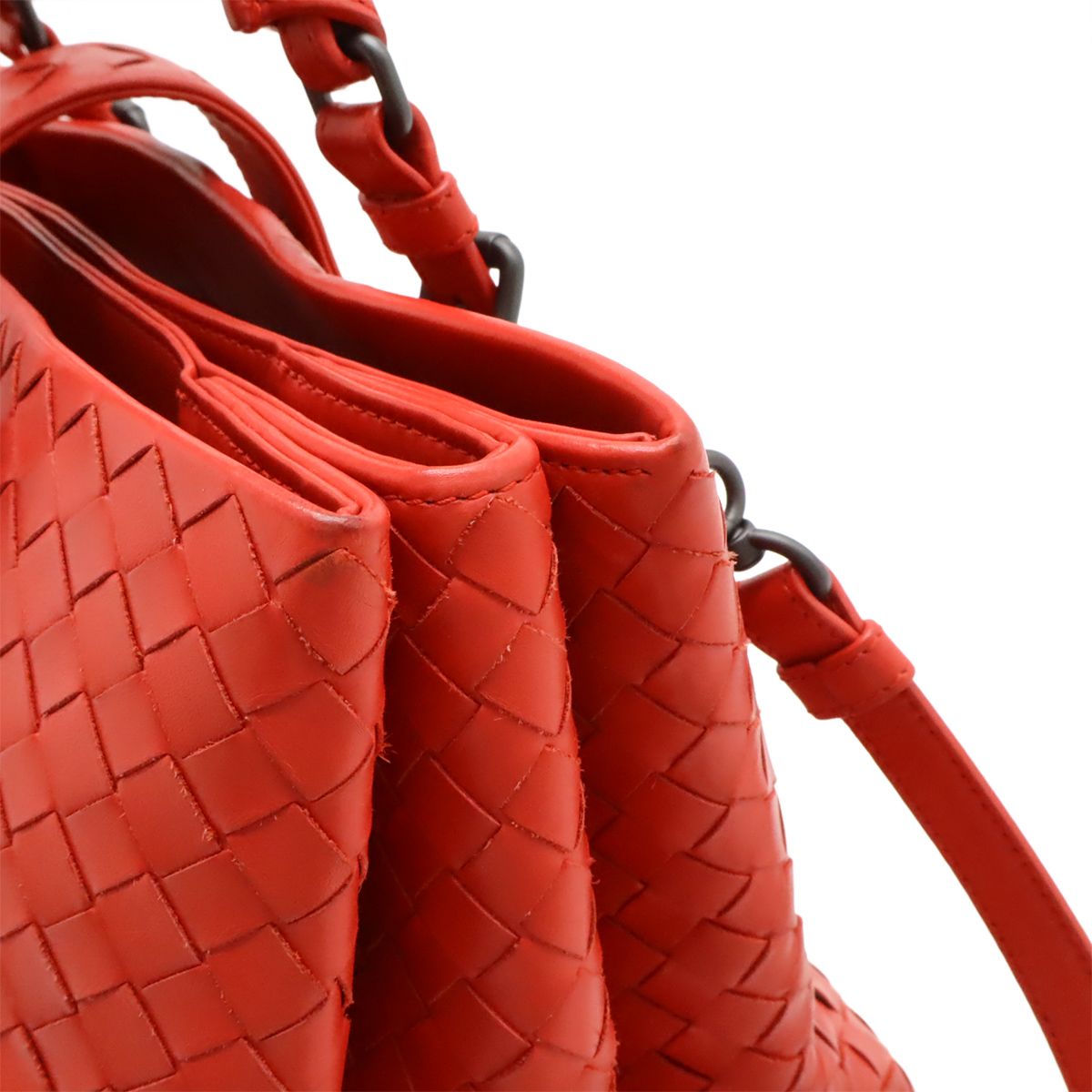 Bottega Veneta Intrecciato Small Rome Bag Handbag 2-Way Shoulder Leather Red — view 4