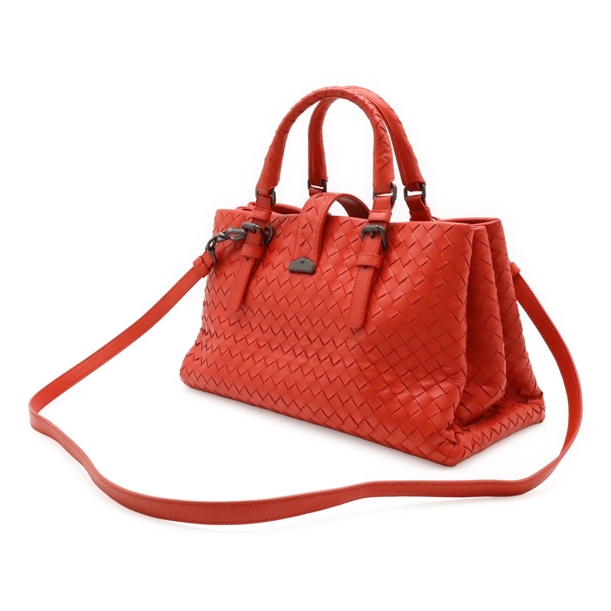 Bottega Veneta Intrecciato Small Rome Bag Handbag 2-Way Shoulder Leather Red — view 2