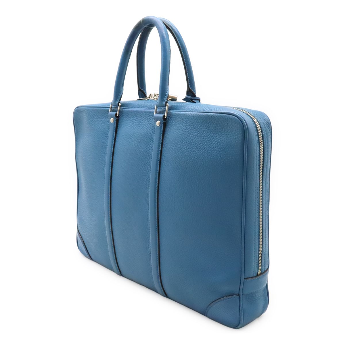 Louis Vuitton Pdv Porte Documents Voyage Briefcase Business Purse Leather Blue — view 2