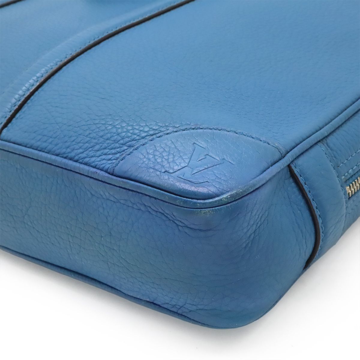 Louis Vuitton Pdv Porte Documents Voyage Briefcase Business Purse Leather Blue — view 3