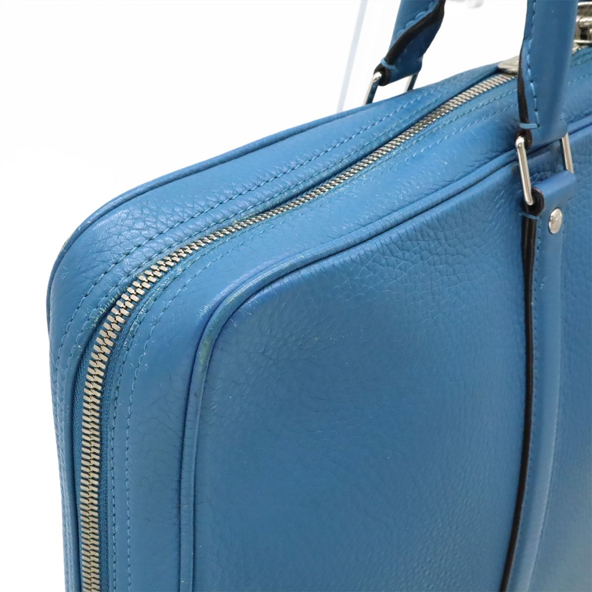 Louis Vuitton Pdv Porte Documents Voyage Briefcase Business Purse Leather Blue — view 5