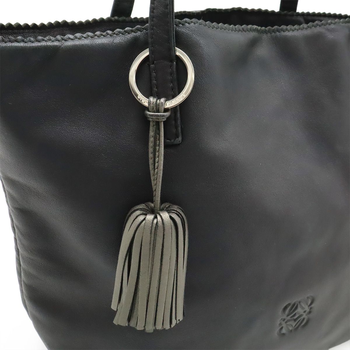 Loewe Anagram Fringe Tassel Tote Nappa Leather Black — view 9