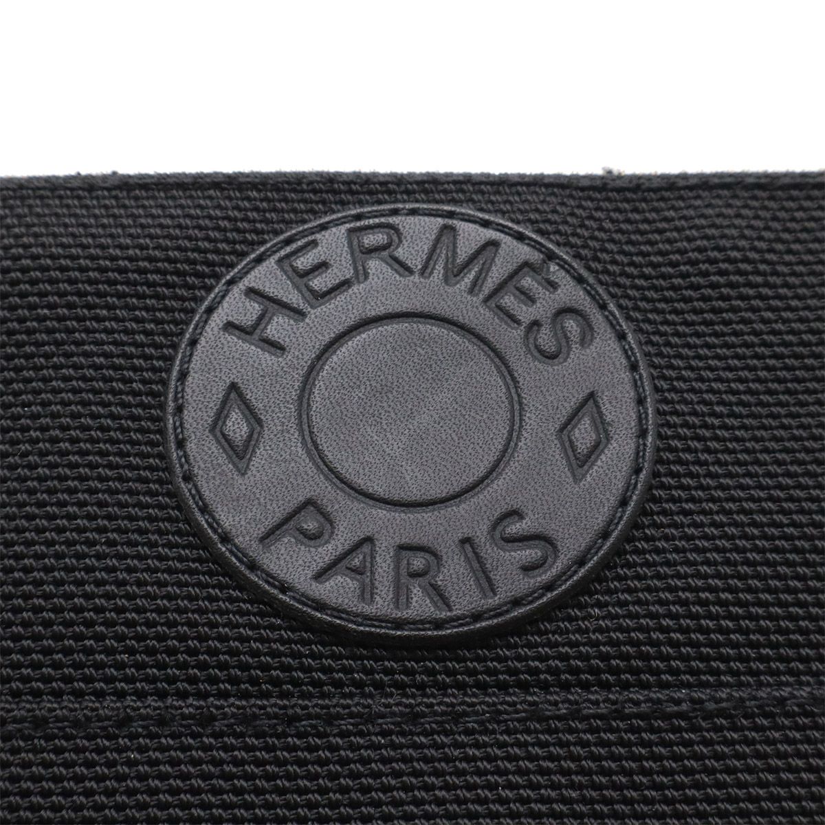 Hermes Bolide Pouch Series Makeup Cosmetic Multi Case Nylon Canvas Black Silver — view 4