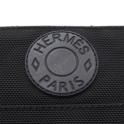 Hermes Bolide Pouch Series Makeup Cosmetic Multi Case Nylon Canvas Black Silver — view 4