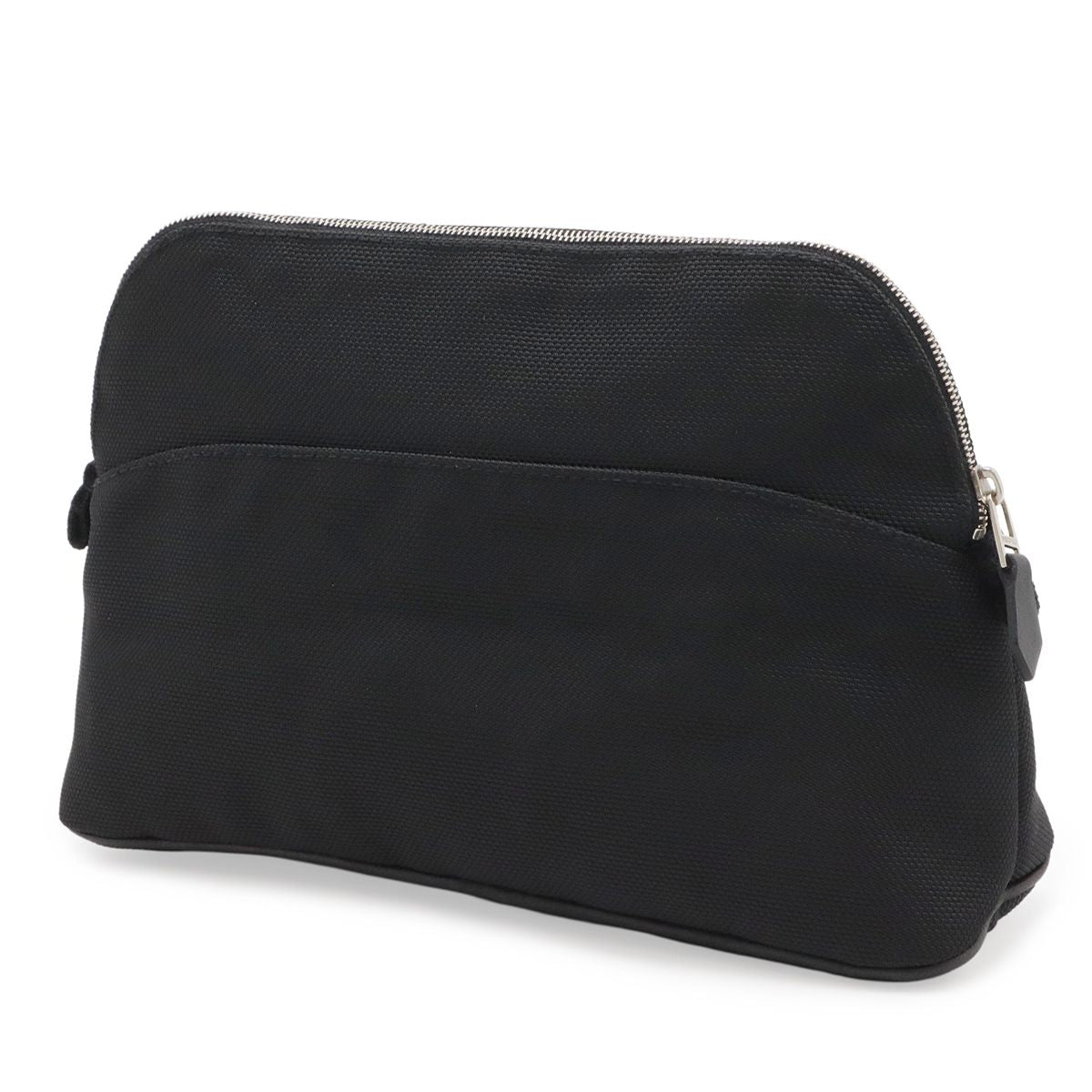 Hermes Bolide Pouch Series Makeup Cosmetic Multi Case Nylon Canvas Black Silver — view 2