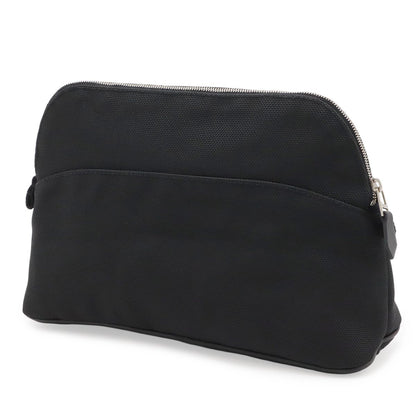 Hermes Bolide Pouch Series Makeup Cosmetic Multi Case Nylon Canvas Black Silver — view 2