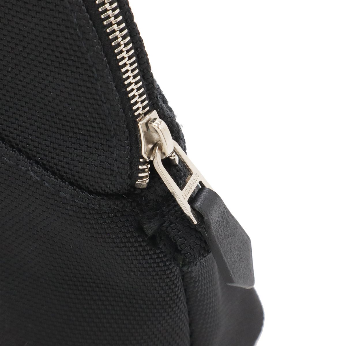 Hermes Bolide Pouch Series Makeup Cosmetic Multi Case Nylon Canvas Black Silver — view 5