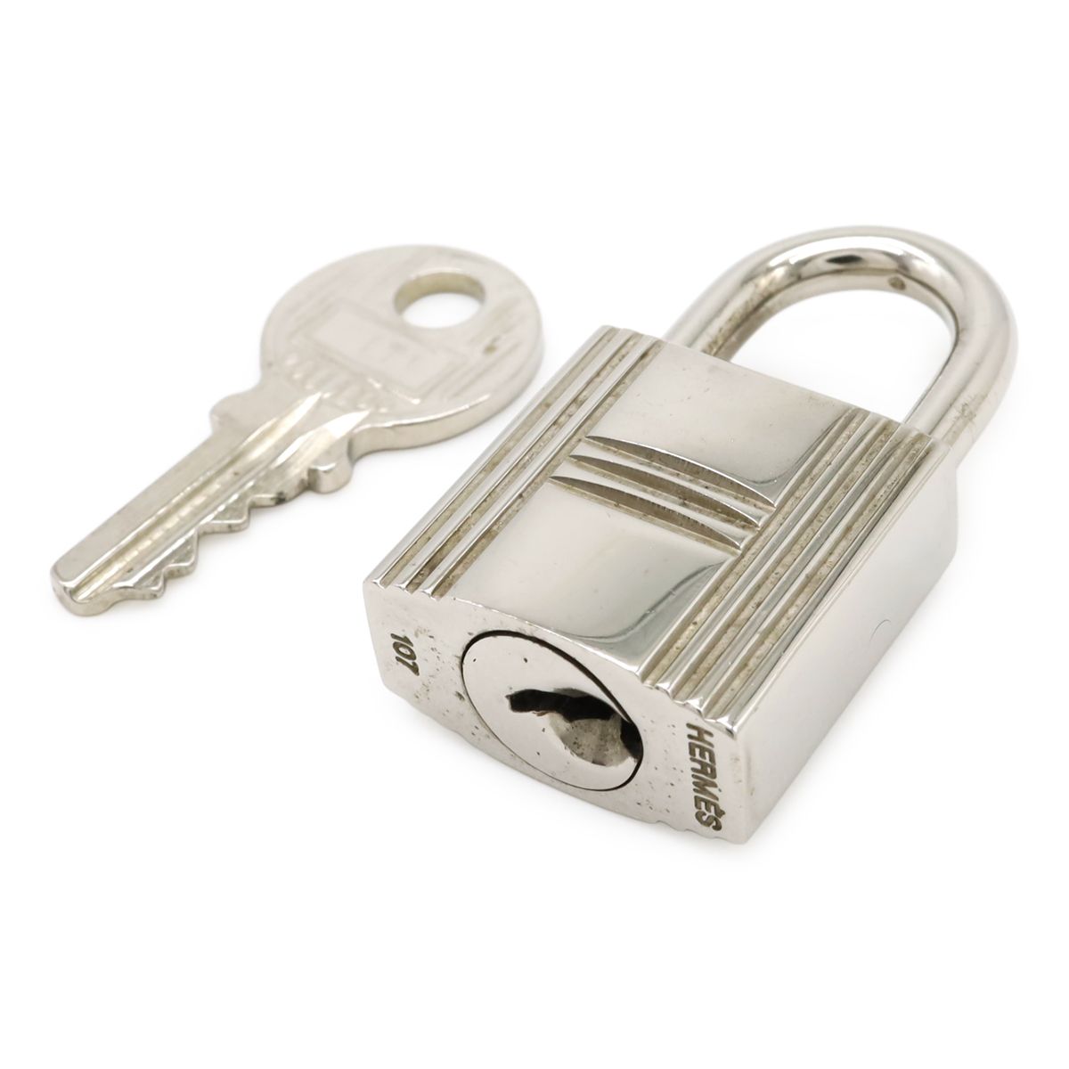 Hermes Cadena Padlock Key with Key Metal Silver