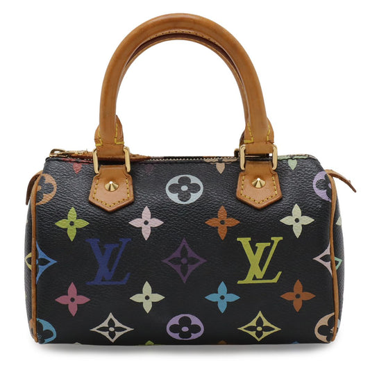 Louis Vuitton Monogram Multicolor Mini Speedy Mini Bag Pouch Case Noir Black