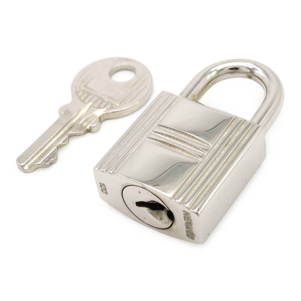 Hermes Cadena Padlock Key with Key Metal Silver