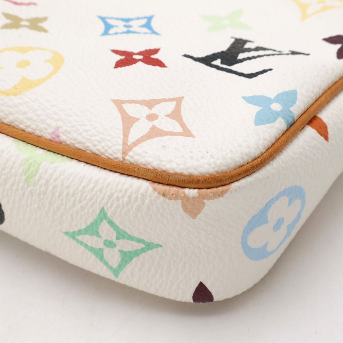 Louis Vuitton Monogram Multicolor Pochette Pouch Handbag Blanc White — view 3