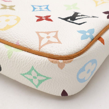 Louis Vuitton Monogram Multicolor Pochette Pouch Handbag Blanc White — view 3