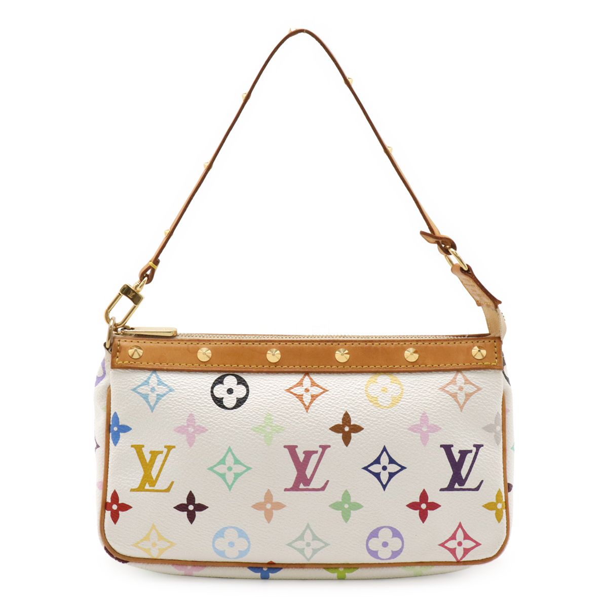 Louis Vuitton Monogram Multicolor Pochette Pouch Handbag Blanc White