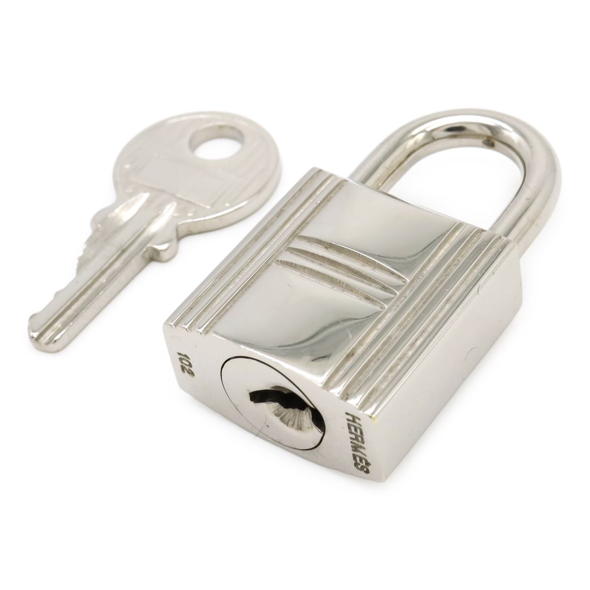 Hermes Cadena Padlock Key with Key Metal Silver