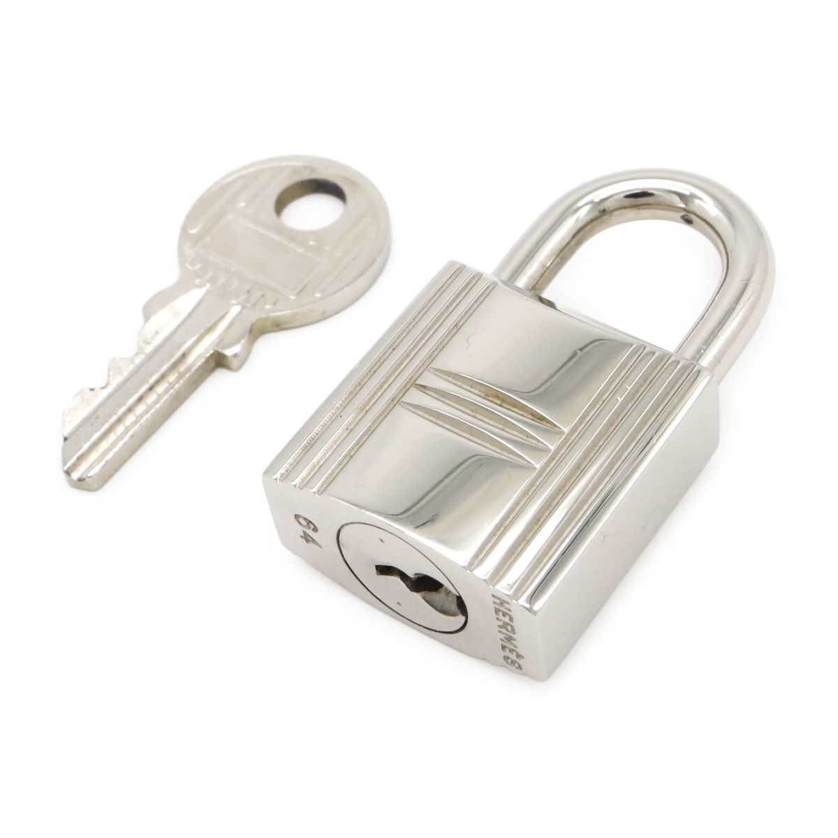 Hermes Cadena Padlock Key with Key Metal Silver
