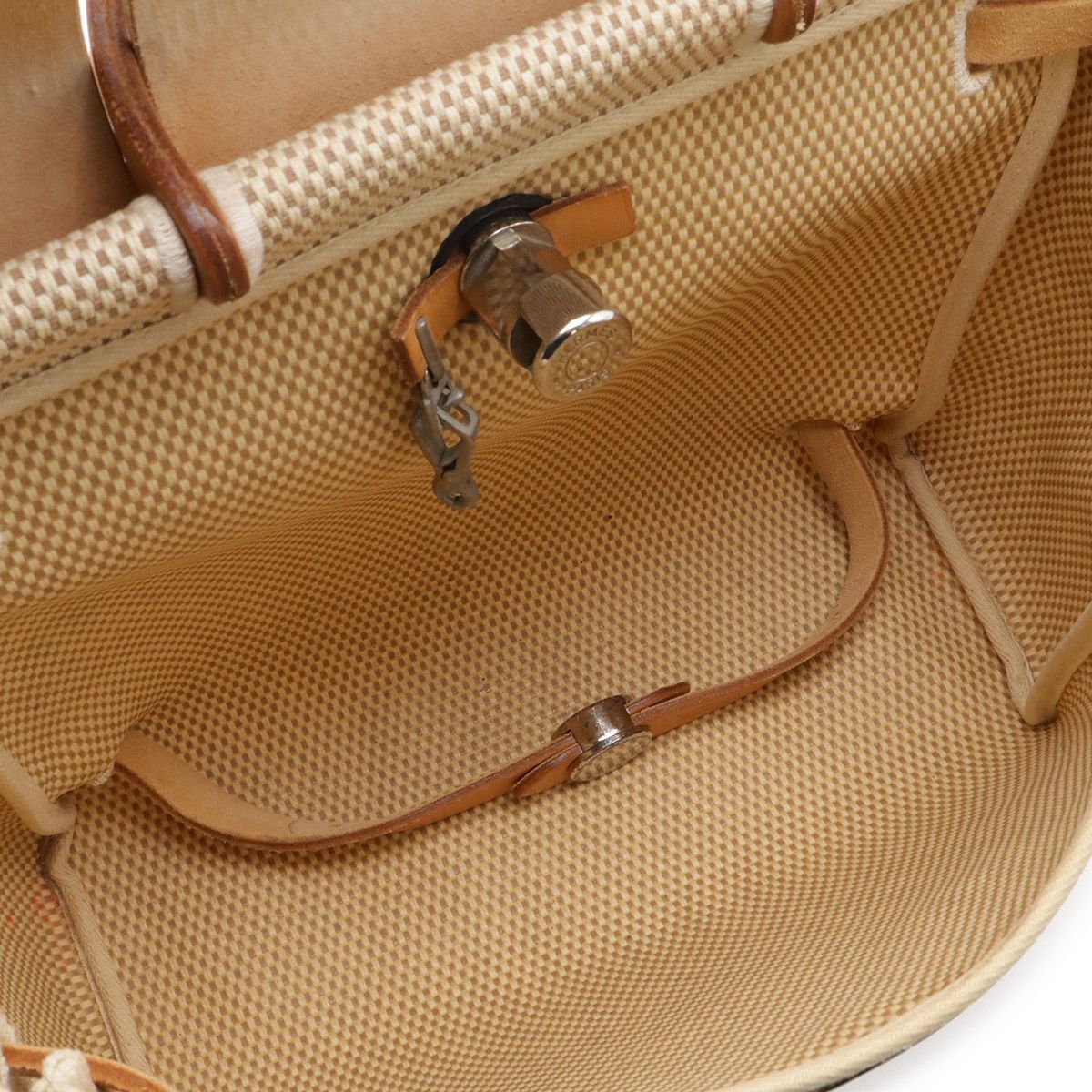 Hermes Herbag PM Handbag 2-Way Backpack Toile GM Leather Beige Light Brown — view 7