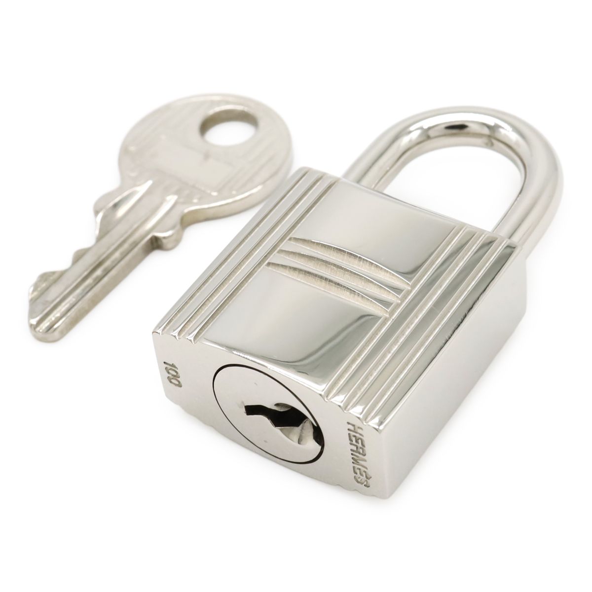 Hermes Cadena Padlock Key with Key Metal Silver