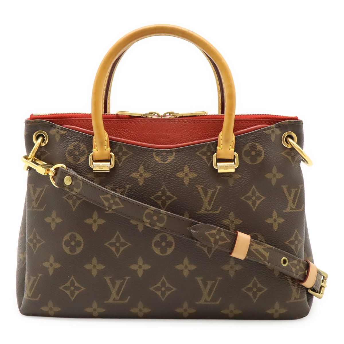 Louis Vuitton Monogram Pallas BB 2-Way Shoulder Bag Crossbody Leather Cerise Red