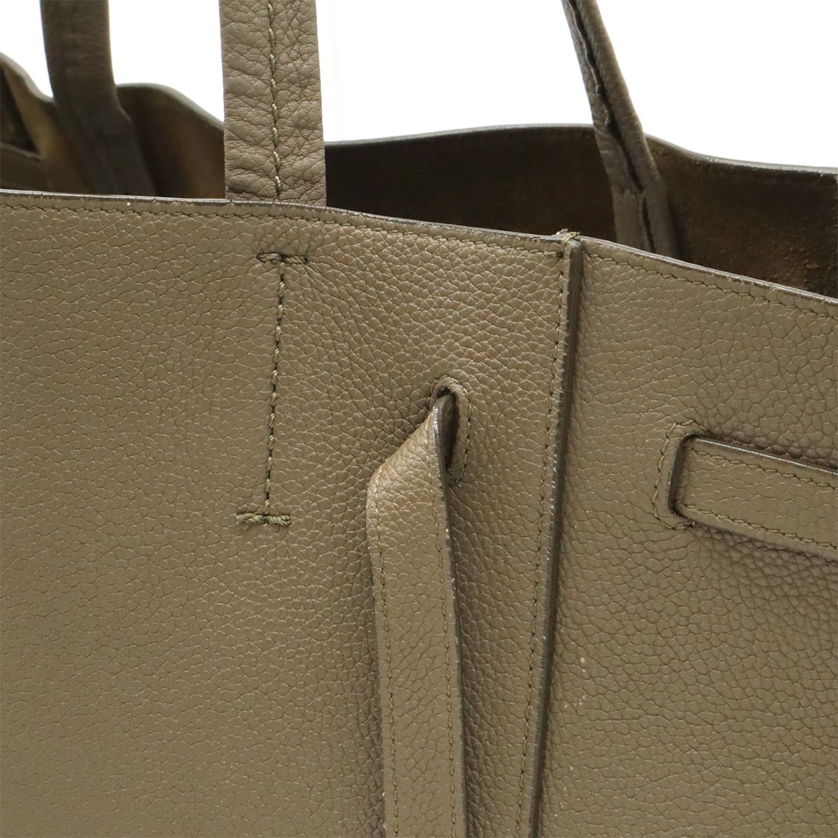 Celine Cabas Phantom Small Belt Tote Shoulder Bag Leather Taupe Gray Ju — view 8