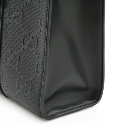 Gucci GG Embossed Tote Vertical Leather Black Silver — view 9