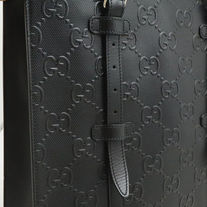 Gucci GG Embossed Tote Vertical Leather Black Silver — view 8