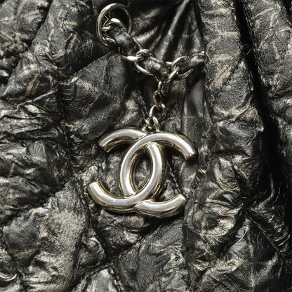 Chanel Melrose Cabas CC Logo Chain Shoulder Bag Tote Nylon Gray Silver — view 8