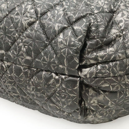 Chanel Melrose Cabas CC Logo Chain Shoulder Bag Tote Nylon Gray Silver — view 3