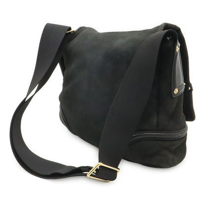 Chanel CC Logo Shoulder Bag Crossbody Shearling Leather Boa Black Gold — view 2