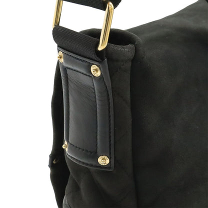 Chanel CC Logo Shoulder Bag Crossbody Shearling Leather Boa Black Gold — view 4