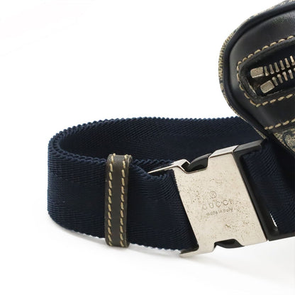 Gucci GG Supreme Belt Bag Waist Pouch Hip Leather Navy Beige — view 5