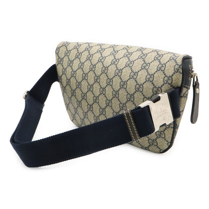 Gucci GG Supreme Belt Bag Waist Pouch Hip Leather Navy Beige — view 2