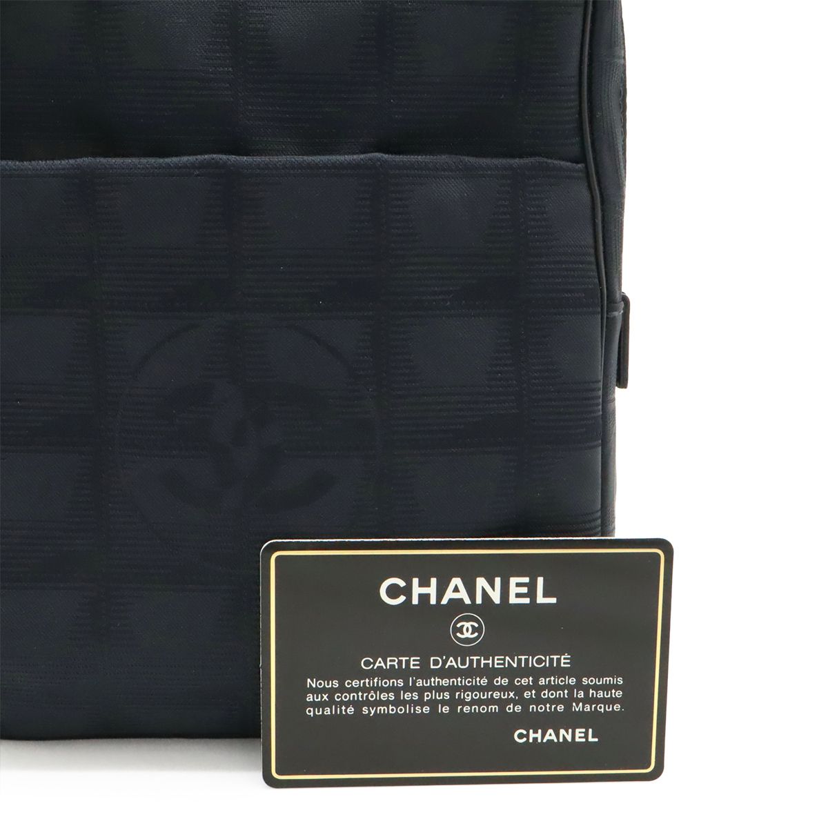 Chanel New Travel Line Shoulder Bag Pochette Nylon Jacquard Black Gold — view 8