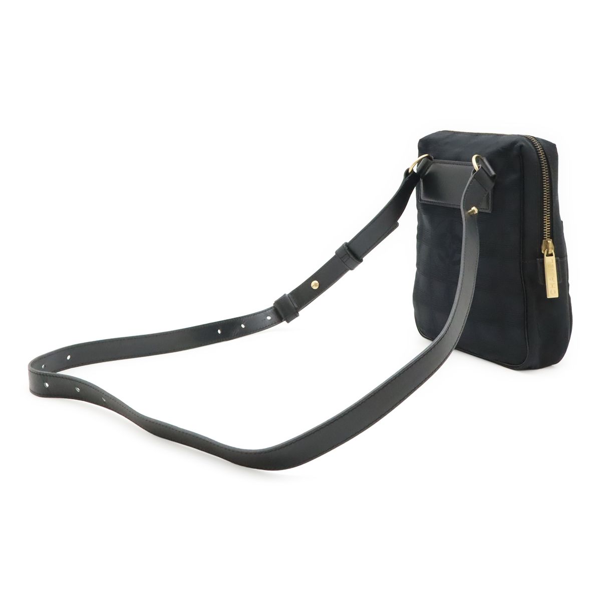 Chanel New Travel Line Shoulder Bag Pochette Nylon Jacquard Black Gold — view 2