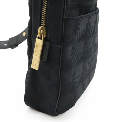 Chanel New Travel Line Shoulder Bag Pochette Nylon Jacquard Black Gold — view 6