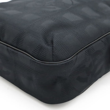 Chanel New Travel Line Shoulder Bag Pochette Nylon Jacquard Black Gold — view 3