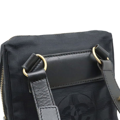 Chanel New Travel Line Shoulder Bag Pochette Nylon Jacquard Black Gold — view 4