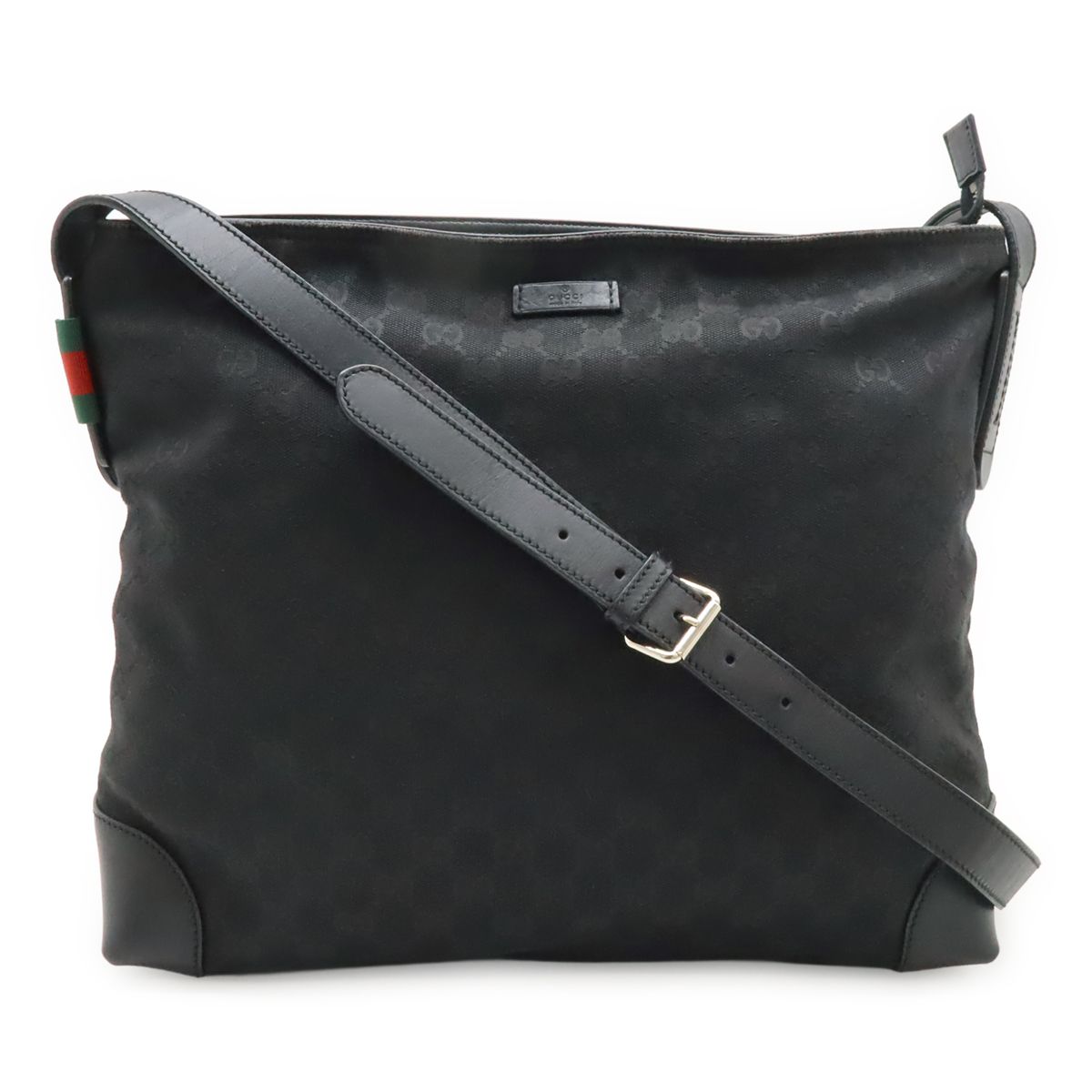 Gucci GG Canvas Sherry Line Shoulder Bag Crossbody Leather Black Green Red