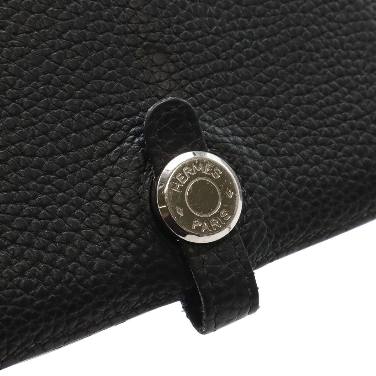 Hermes Dogon Duo GM Bifold Wallet Togo Leather Black Silver with Coin Case — view 4