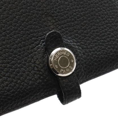Hermes Dogon Duo GM Bifold Wallet Togo Leather Black Silver with Coin Case — view 4