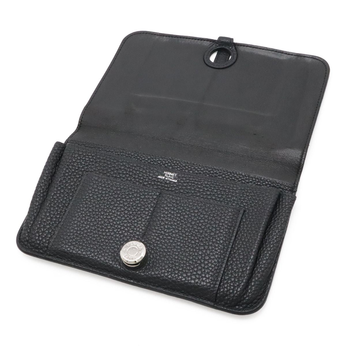 Hermes Dogon Duo GM Bifold Wallet Togo Leather Black Silver with Coin Case — view 5