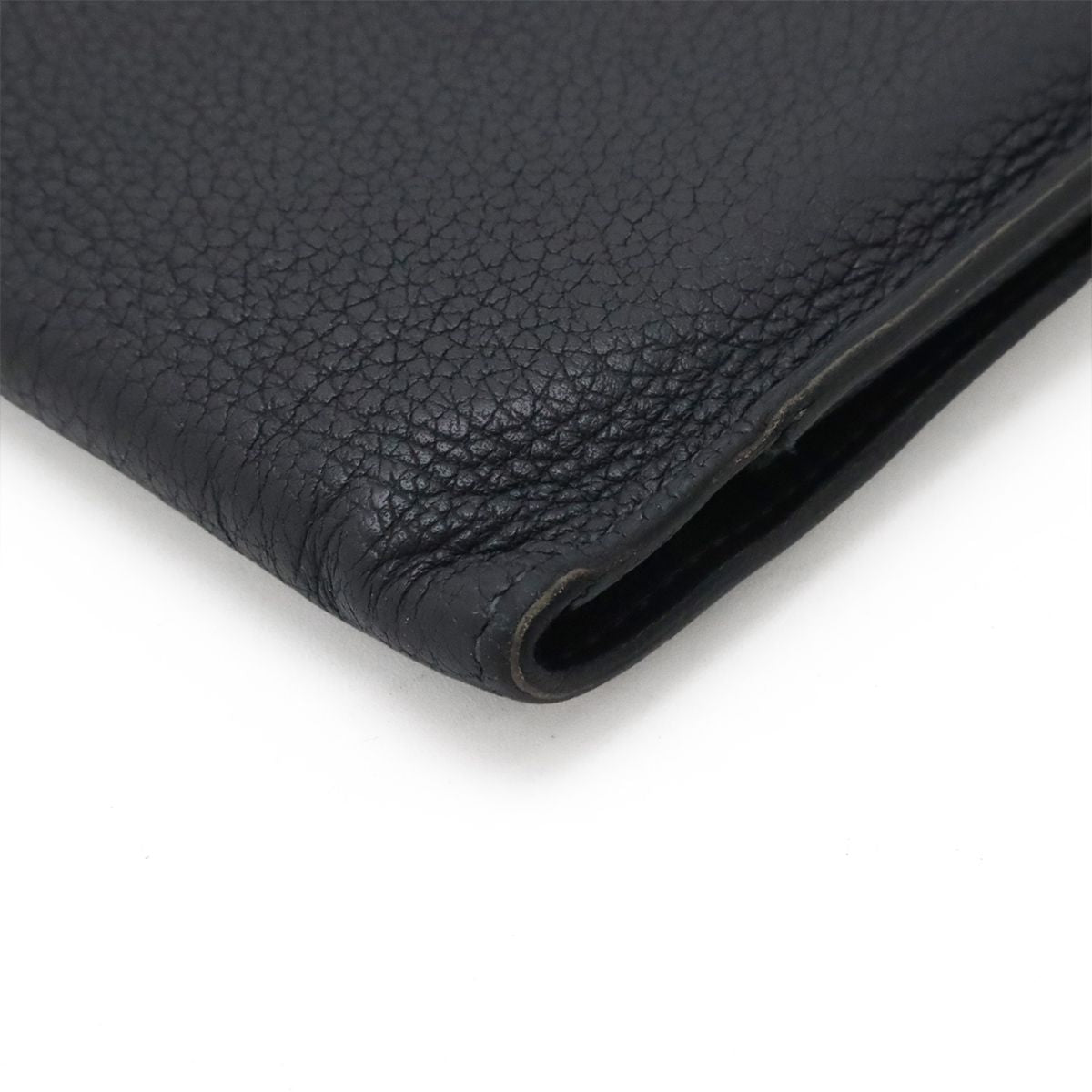 Hermes Dogon Compact Coin Purse Card Case Taurillon Clemence Black Navy Silver — view 3